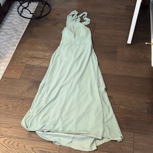 Elegant Mint Green Halter Dress